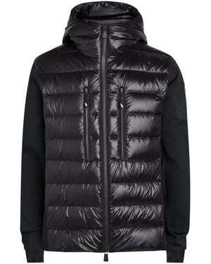 Moncler Padded Hooded Close-Knit And Nylon Jacket - Black