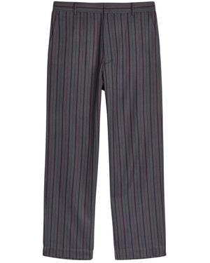 The Elder Statesman Stripe Slacker Straight-Leg Wool And Cashmere-Blend Trousers - Blue