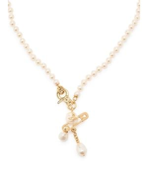 Vivienne Westwood Claude Small Faux Pearl Necklace - Metallic