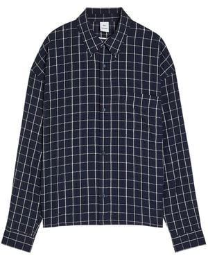 Won Hundred Maza Checked Cotton-Blend Shirt - Blue