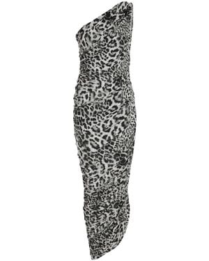 Norma Kamali Diana-Print Stretch-Jersey Maxi Dress - White