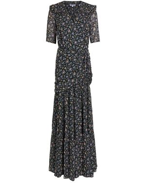 Veronica Beard Mick Floral-Print Silk Maxi Dress - Gray