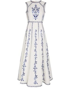 Emporio Sirenuse Clodette Embroidered Cotton-Poplin Midi Dress - White