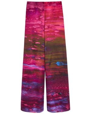 ROKSANDA Arneau Printed Wide-Leg Silk Trousers - Purple