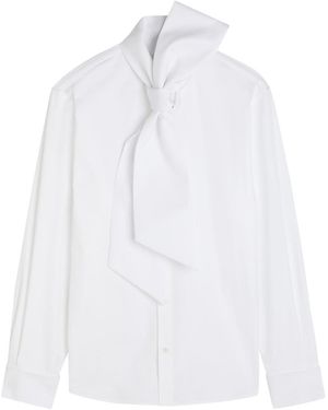 Saint Laurent Scarf-Effect Cotton-Poplin Shirt - White