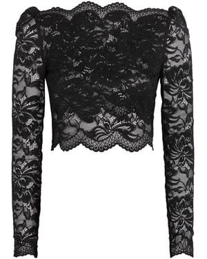 Rabanne Off-The-Shoulder Lace Crop Top - Black