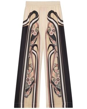 La DoubleJ Printed Wide-Leg Silk Trousers - Natural