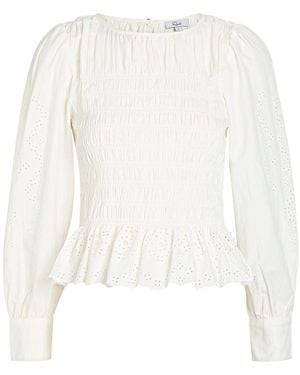 Rails Tabi Broderie-Anglaise Cotton-Poplin Top - White