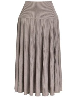 Alaïa Crinoline Ribbed Structured Wool-Blend Midi Skirt - Brown