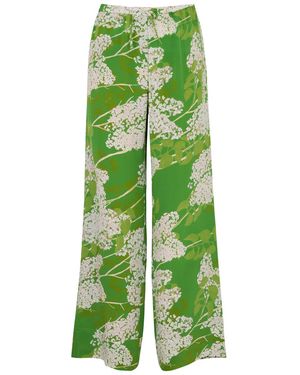 BERNADETTE Louis Floral-Print Silk Crepe De Chine Trousers - Green