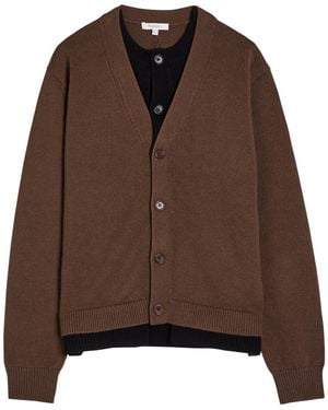 JW Anderson Contrast Layered Wool And Cashmere-Blend Cardigan - Brown