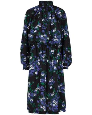 Plan C Floral-Print Silk Crepe De Chine Dress - Blue