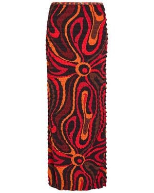 PUCCI Printed Seersucker Midi Skirt - Red