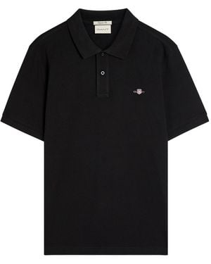 GANT Logo-Embroidered Piqué Cotton Polo Shirt - Black