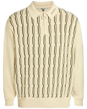 Malbon Links Patterned Cotton-Blend Polo Jumper - Natural