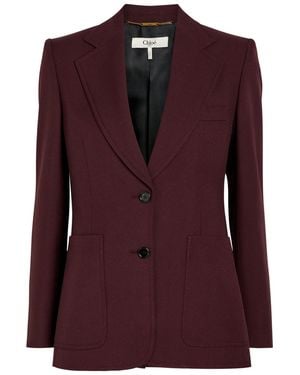 Chloé Single Breased Wool Blazer - Purple
