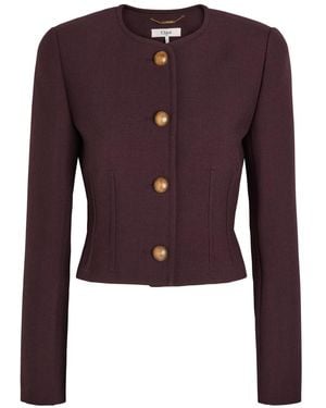 Chloé Darted Cropped Wool Jacket - Brown