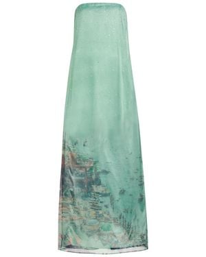 STAUD Amara Printed Embellished Organza Maxi Dress - Green