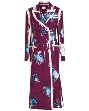 Erdem Floral-Print Woven Coat - Red