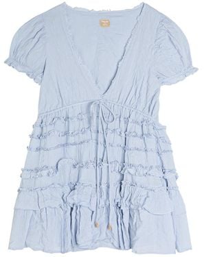 Free People Darcy Ruffled Cotton Mini Dress - Blue
