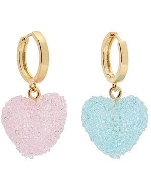 Crystal Haze Jewelry Jelly Heart 18Kt-Plated Hoop Earrings - Blue