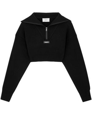Coperni Half-zip Cropped Stretch-wool Jumper - Black