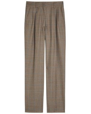 Blazé Milano Fox Checked Wool Trousers - Natural