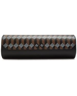 AU DEPART Printed Leather Watch Case - Black