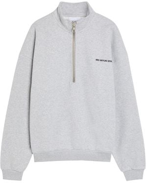 MKI Miyuki-Zoku Uniform Half-Zip Cotton-Blend Sweatshirt - Grey