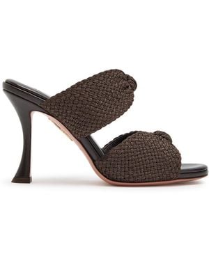 Aquazzura Smile 95 Leather Mules - Brown