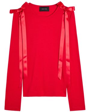 Simone Rocha Bow-Embellished Lyocell T-Shirt - Red