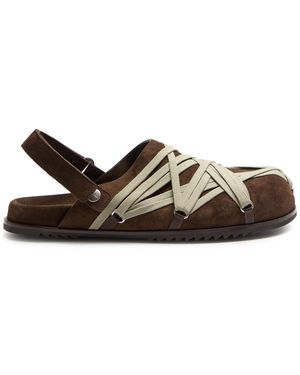Rick Owens Mega Lace Suede Mules - Brown