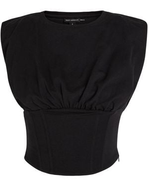 GOOD AMERICAN Stretch-Cotton Corset Top - Black