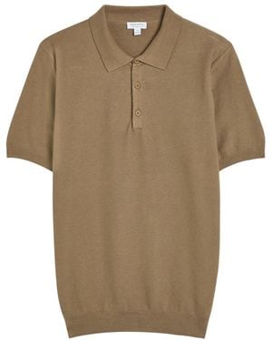 Sunspel Piqué Cotton Polo Shirt - Brown