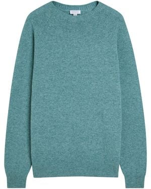 Sunspel Melangé Wool Jumper - Blue