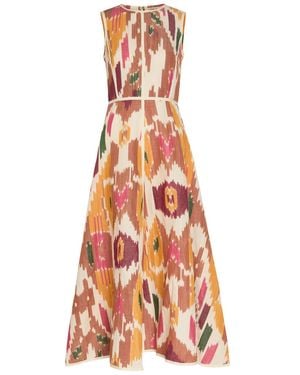 Emporio Sirenuse Clodette Printed Cotton And Linen-Blend Midi Dress - White