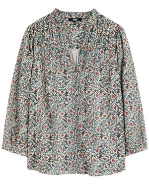 PAIGE Arlette Printed Cotton-Blend Blouse - Gray