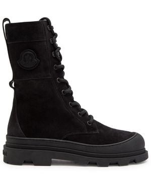 Moncler Vera High Suede Mid-Calf Boots - Black