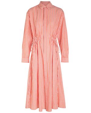 Polo Ralph Lauren Striped Cotton-Blend Midi Shirt Dress - Pink