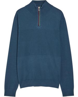 Paul Smith Half-Zip Cotton Jumper - Blue