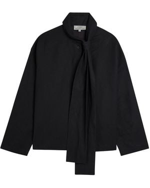 Studio Nicholson Tie-Neck Woven Top - Black