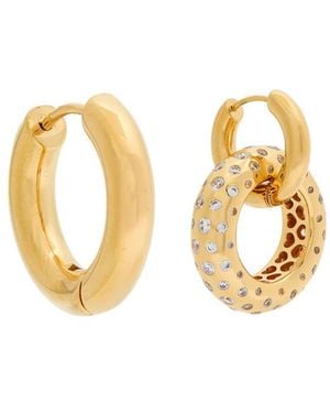 Timeless Pearly Mismatched 24Kt-Plated Hoop Earrings - White