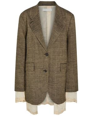 Our Legacy Drip Layered Linen And Silk-Blend Blazer - Green