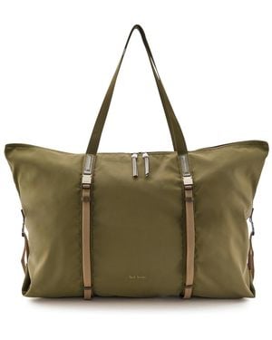 Paul Smith Logo-Embroidered Nylon Holdall Bag - Green