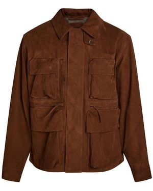 Lemaire Reporter Suede Jacket - Brown