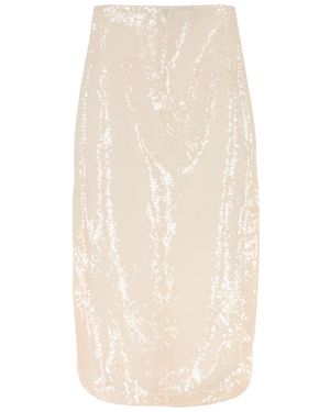 A.W.A.K.E. MODE Sheer Sequin Midi Skirt - Natural