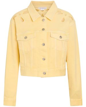 GOOD AMERICAN Essential Cut-Out Stretch-Denim Jacket - Yellow