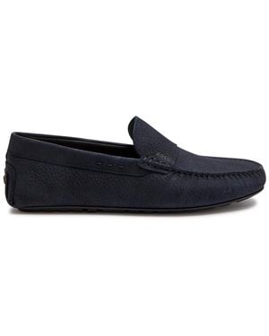 BOSS Noel Peppled Nubuck Loafers - Blue
