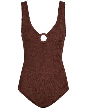 Hunza G Celine Crinkle Swimsuit - Brown