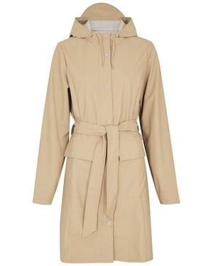 Rains Belted Hooded Rubberised Jacket - Natural